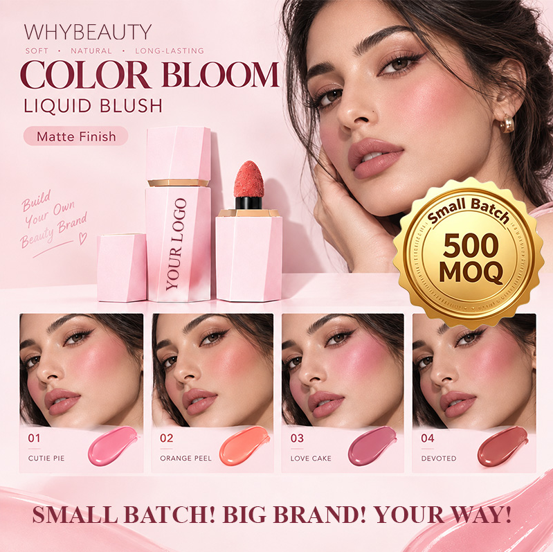Private Label Liquid Blush, Multi Shade Cheek Tint, Natural Glow Smooth Buildable Liquid Blush, Vegan Cruelty Free, ISO GMPC MSDS Halal, OEM ODM Small Batch MOQ500