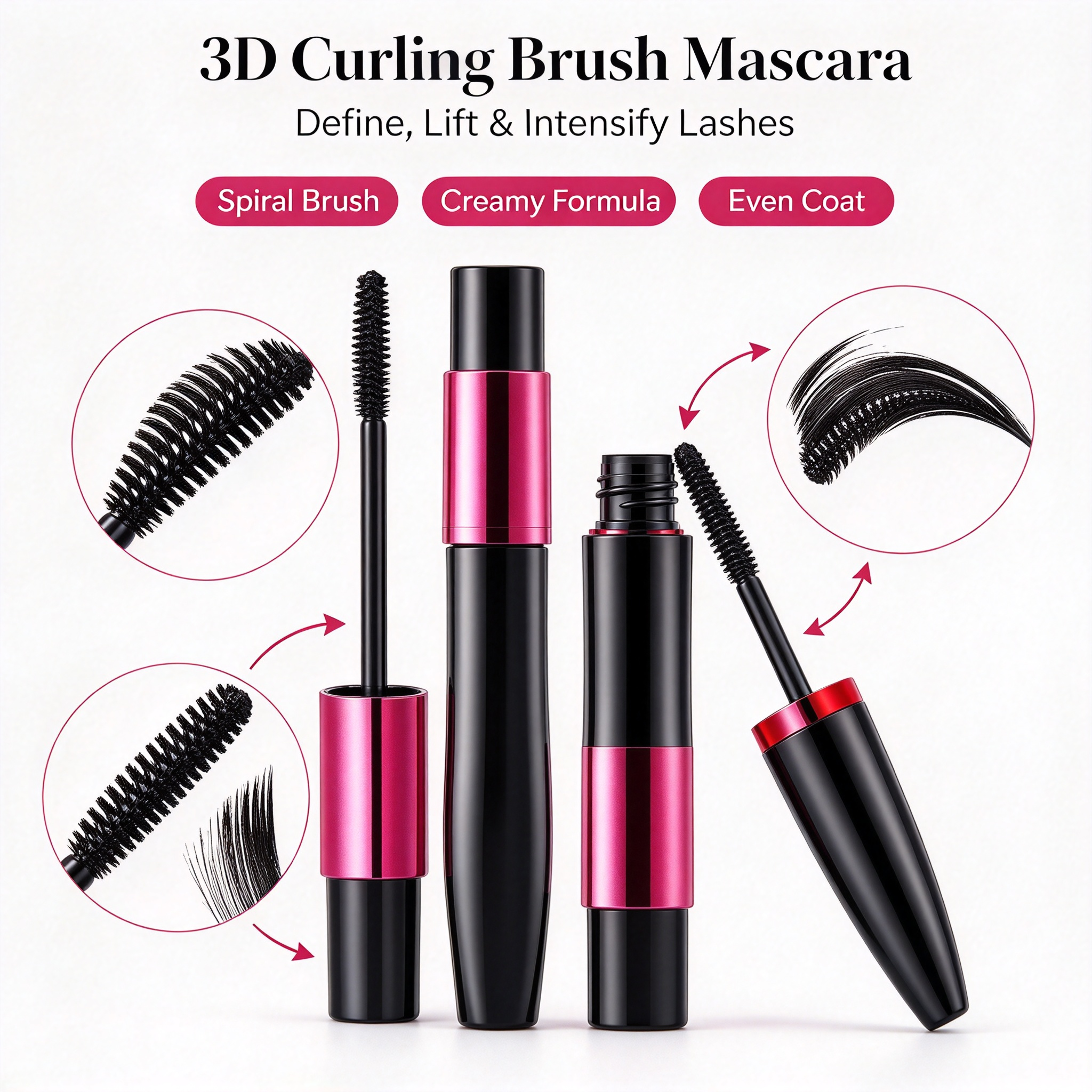 OEM ODM Thickening Lengthening Mascara, Waterproof Smudge Proof Long Lasting Volume Eyelash Mascara, GMPC MSDS Halal Certified Private Label Eye Makeup
