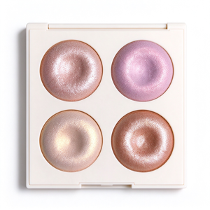 Private Label 4 Colors Baked Highlighter Palette, Donut Shimmer Pressed Highlight Powder, Multi Shade Face Glow Makeup, GMPC ISO MSDS Halal Custom OEM ODM Cosmetic