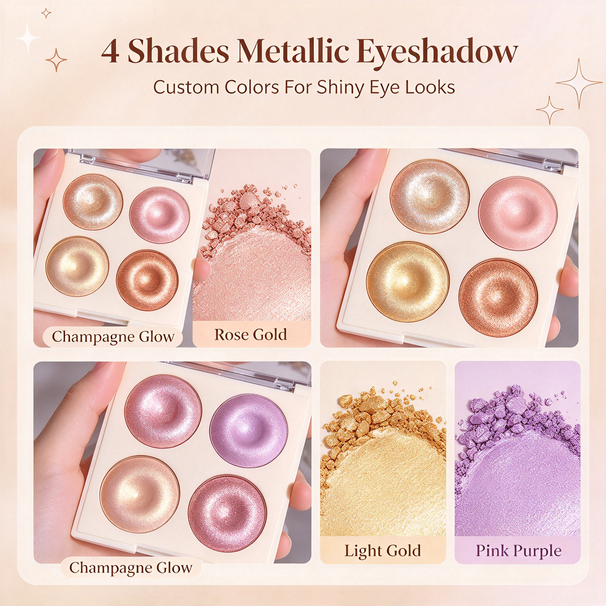 Private Label 4 Colors Baked Highlighter Palette, Donut Shimmer Pressed Highlight Powder, Multi Shade Face Glow Makeup, GMPC ISO MSDS Halal Custom OEM ODM Cosmetic