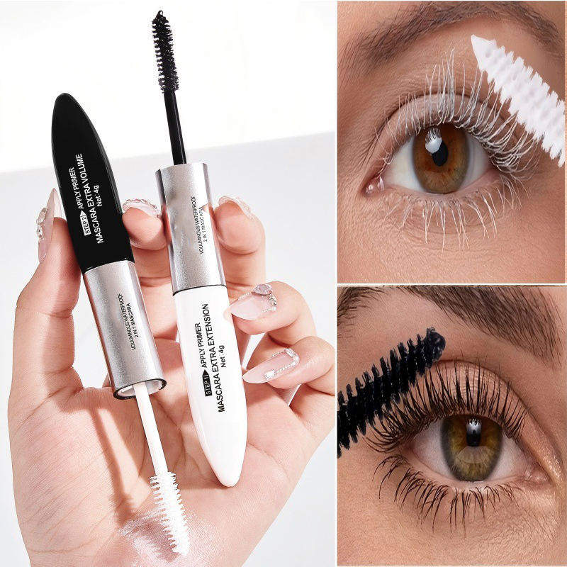 2-in-1 Double-ended Vegan 3D Fiber Waterproof Mascara, Equipped with Curling Extension And Quick-drying Anti-slip Formula Eyelash膏