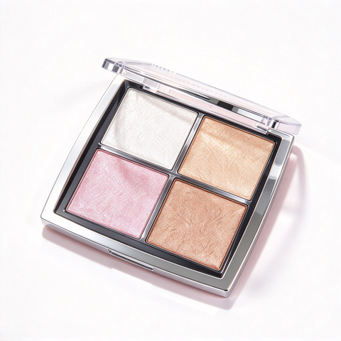 WHY BEAUTY 4 Colors Shimmer Highlighter Palette Multi-Reflective Glow Face Highlight Powder Private Label OEM ODM Cosmetic