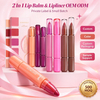 Rivate Label 2 In 1 Lipstick Lip Liner Set 6 Colors Matte Velvet Lip Balm Double End Lip Pencil Long Lasting Waterproof Custom Logo Cosmetic OEM ODM with GMPC MSDS Halal Certificate