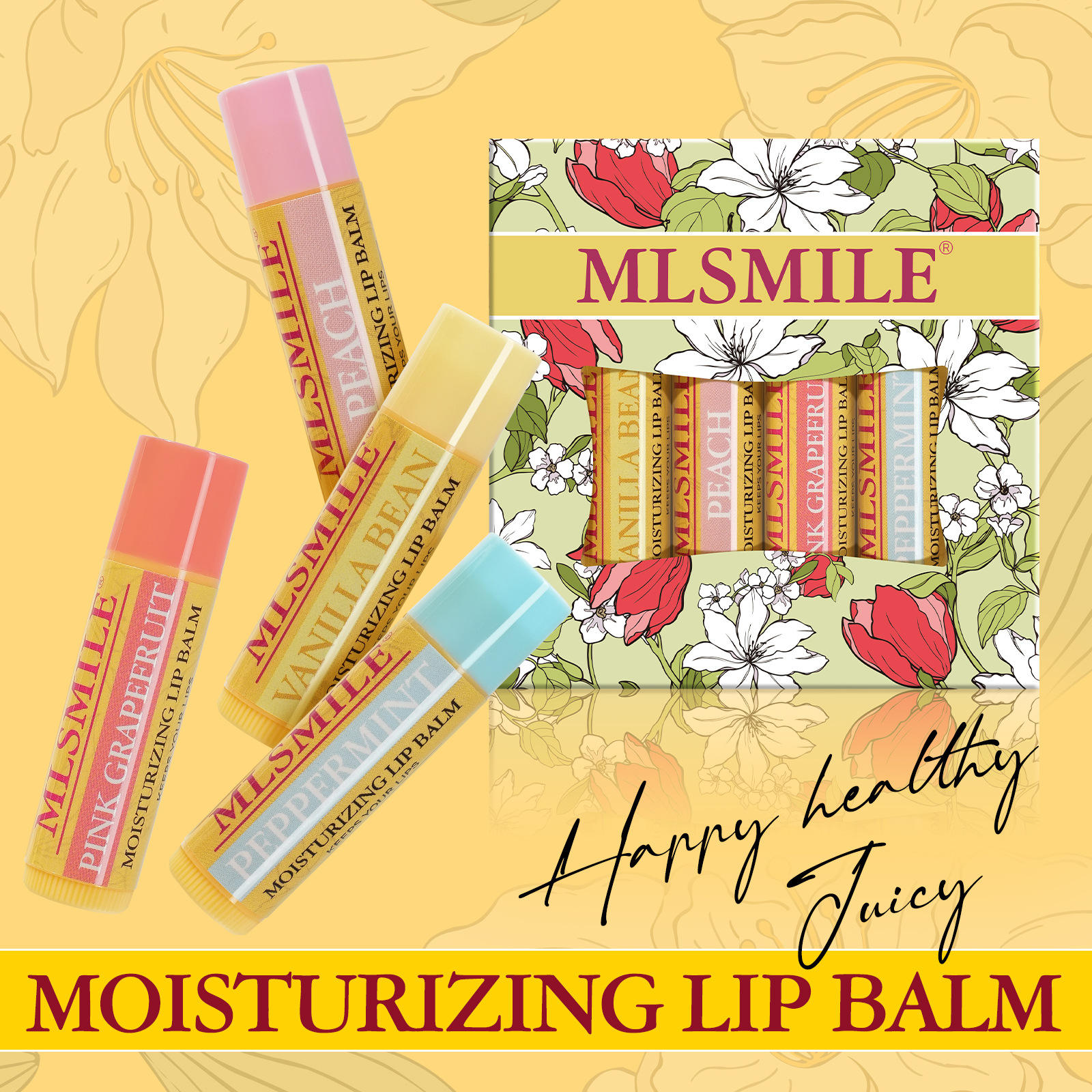 Luxurious 4-Piece Lip Care Set Fashion-Forward Lipstick Vitamin E Mineral Creamy Shimmer Long Lasting Moisturizing Lip