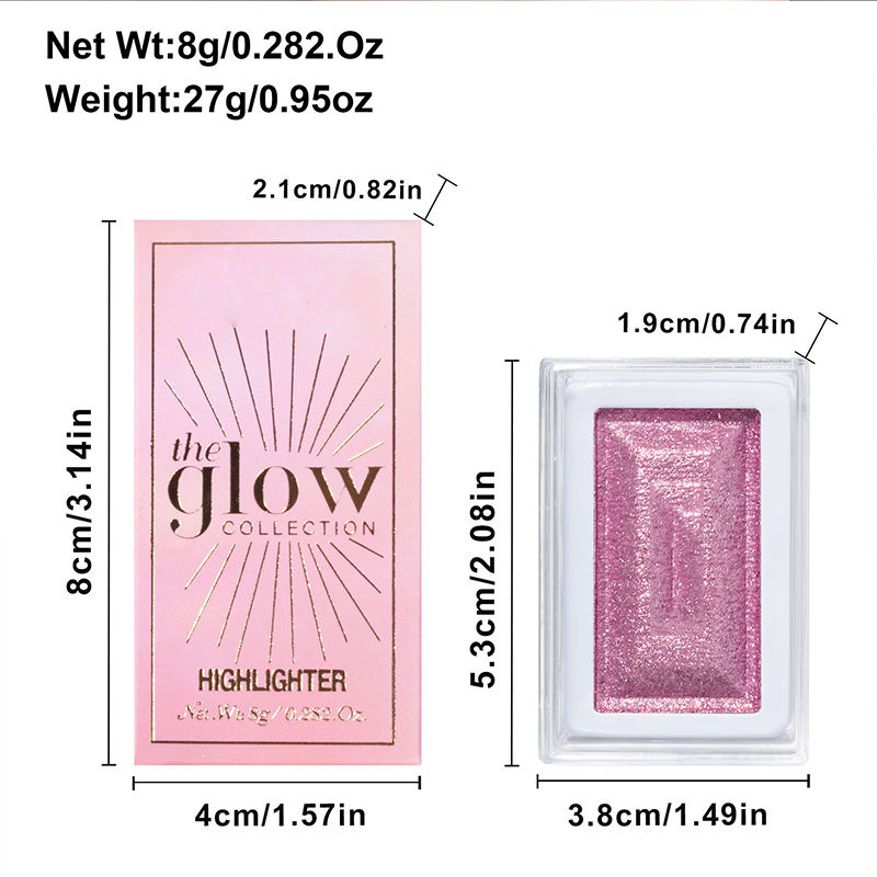 Single Color Blush & Highlight Powder Natural Brightening Pearlescent Glitter for 3D Radiant Makeup Glow
