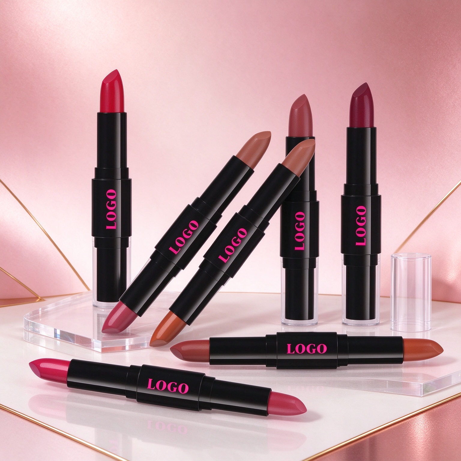 Private Label Dual End Matte Lipstick Long Lasting Hydrating Cosmetic Vegan Lipstick