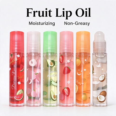 Private Label Fruit Series Moisturizing Non Greasy Lip Oil Long Lasting Nourishing Lip Gloss