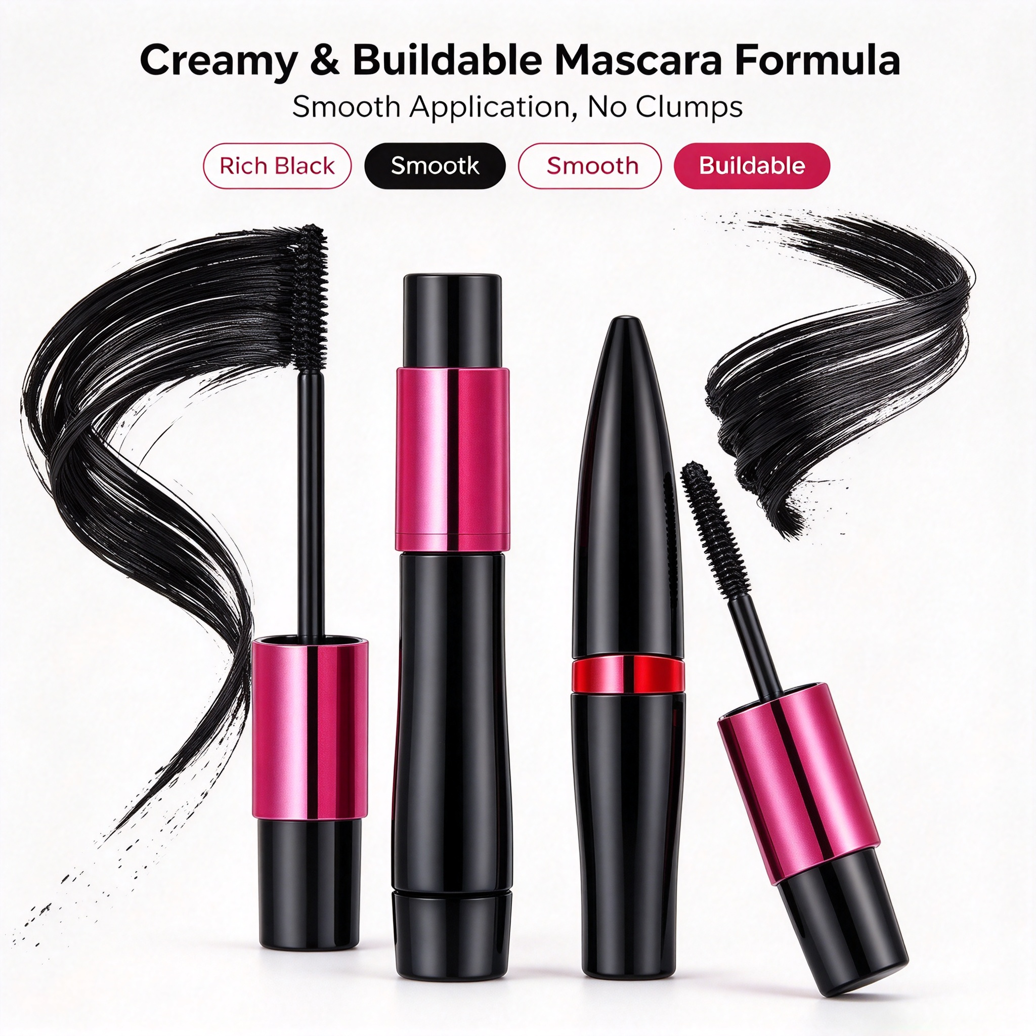 OEM ODM Thickening Lengthening Mascara, Waterproof Smudge Proof Long Lasting Volume Eyelash Mascara, GMPC MSDS Halal Certified Private Label Eye Makeup