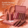 Private Label Earth Orange Lip Crayon Soft Color Smooth Application Matte Rotating Lipstick Pen