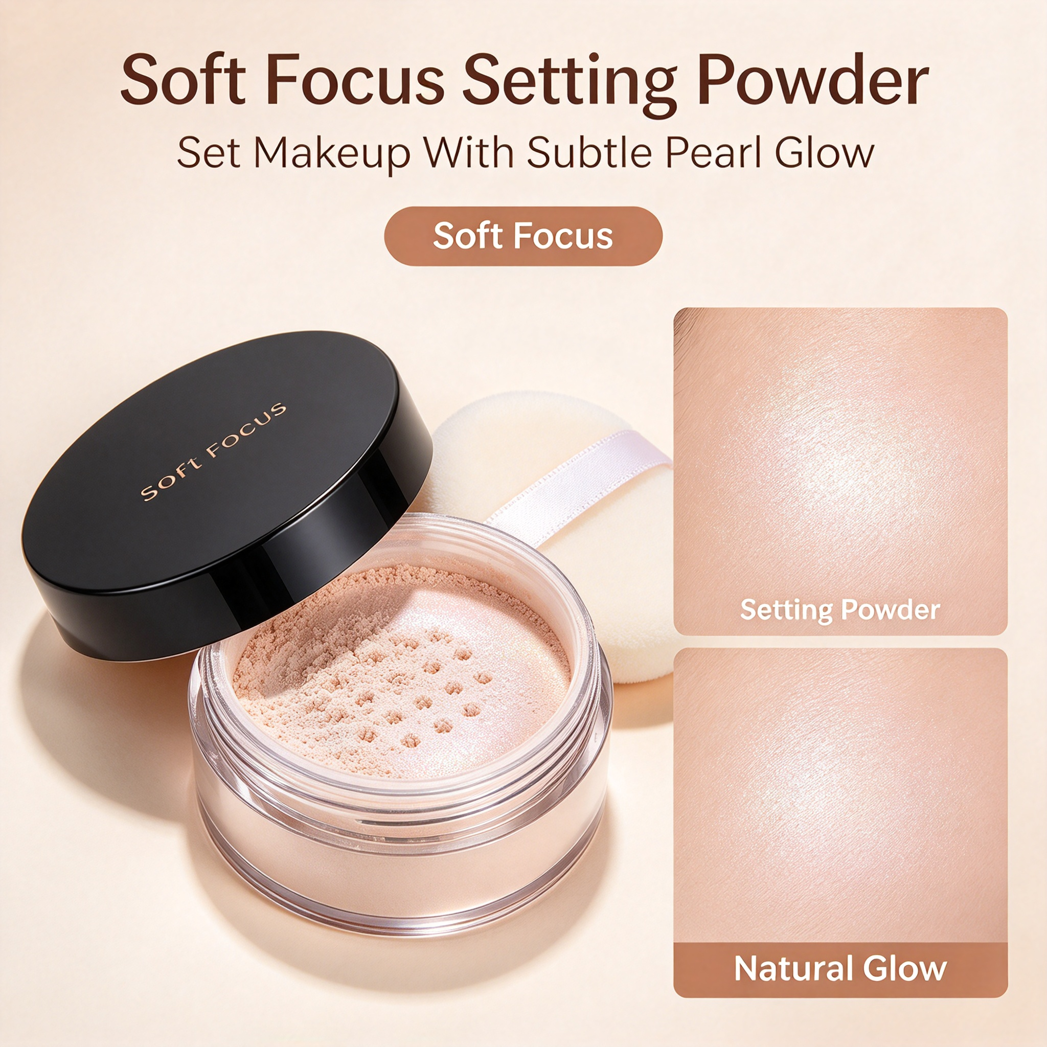 W HY-BEAUTY Private Label Translucent Loose Setting Powder, Oil Control Waterproof Long Lasting Matte Makeup Powder, ISO GMPC MSDS Halal Certified, OEM ODM Custom Logo, MOQ 500